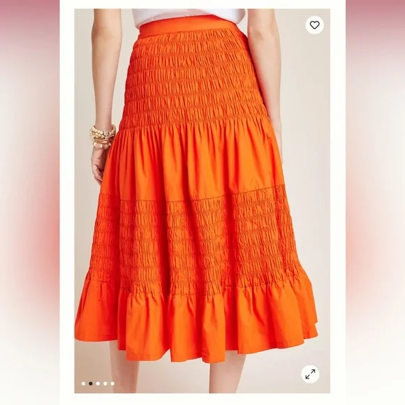 Anthropologie orange midi skirt - Picture 2 of 5